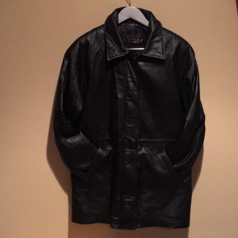 Vintage Phase Two Leather Jacket Black Mid-Length